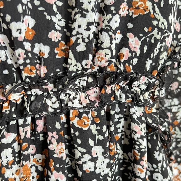 Lulus Autumn Bliss Mini Dress Size S Womens Black Floral Cut Out Sides High Neck - Picture 7 of 10